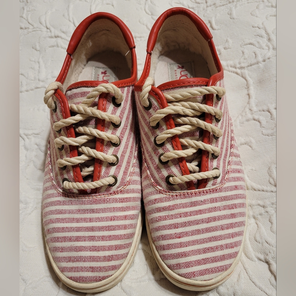 Red striped UGG shoes